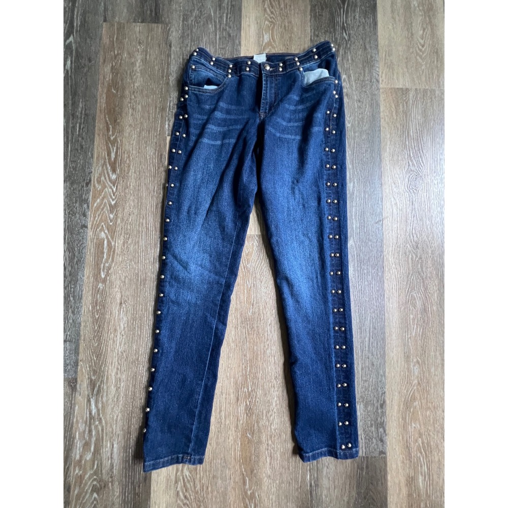Venus Studded Skinny Jeans Womens Size 6 Blue Dark Wash Silver‎ Stud Embellished